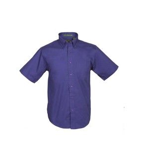 Tiger Hill Men's LUXURY TWILL, 100% Cotton Short Sleeve Size L. Purple.